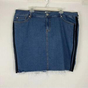 Torrid Black Side Stipe Raw Hem Denim Skirt